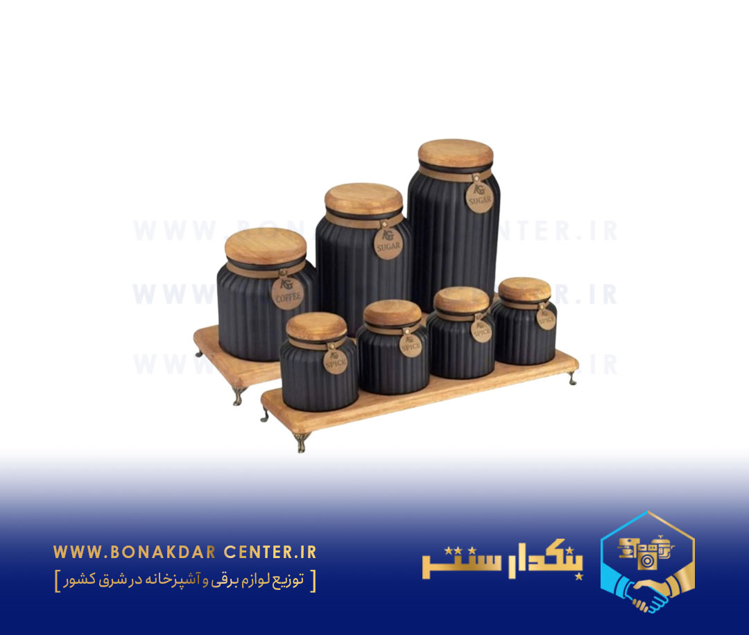 سرویس ادویه پاسماوری چوبی 8پارچه مشکی ریور مدل 1002B