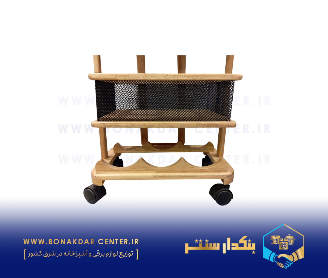 سبد سیب زمینی و پیاز 2طبقه چوبی توری مستطیل ریور مدل 3915