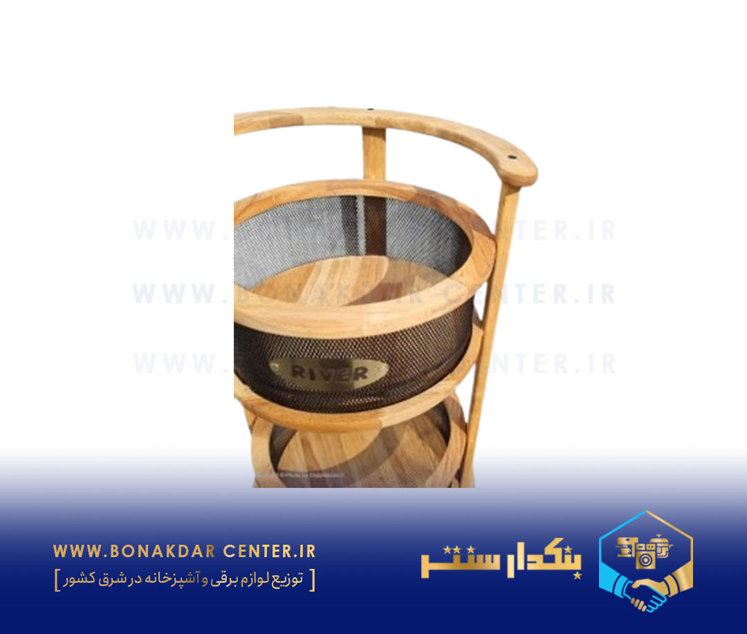 سبد سیب زمینی و پیاز 3طبقه چوبی توری گرد ریور مدل 3913