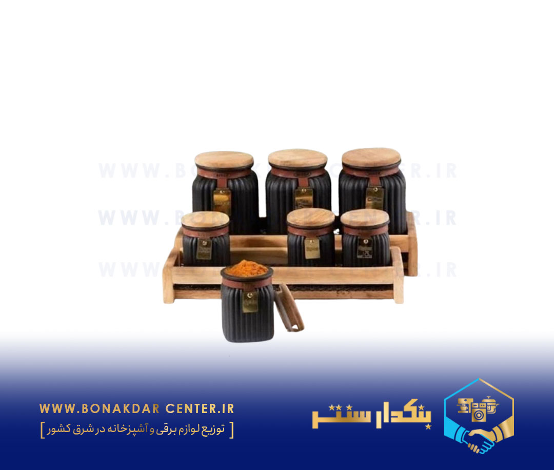 ست ادویه و پاسماوی چوبی با زیره توری مشکی ریور مدل 1003B