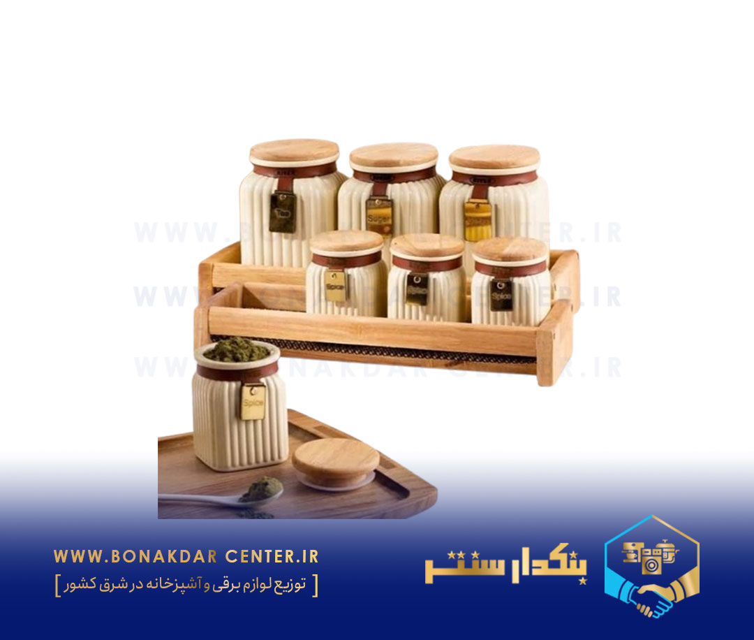 ست ادویه و پاسماوی چوبی با زیره توری مشکی ریور مدل 1003C