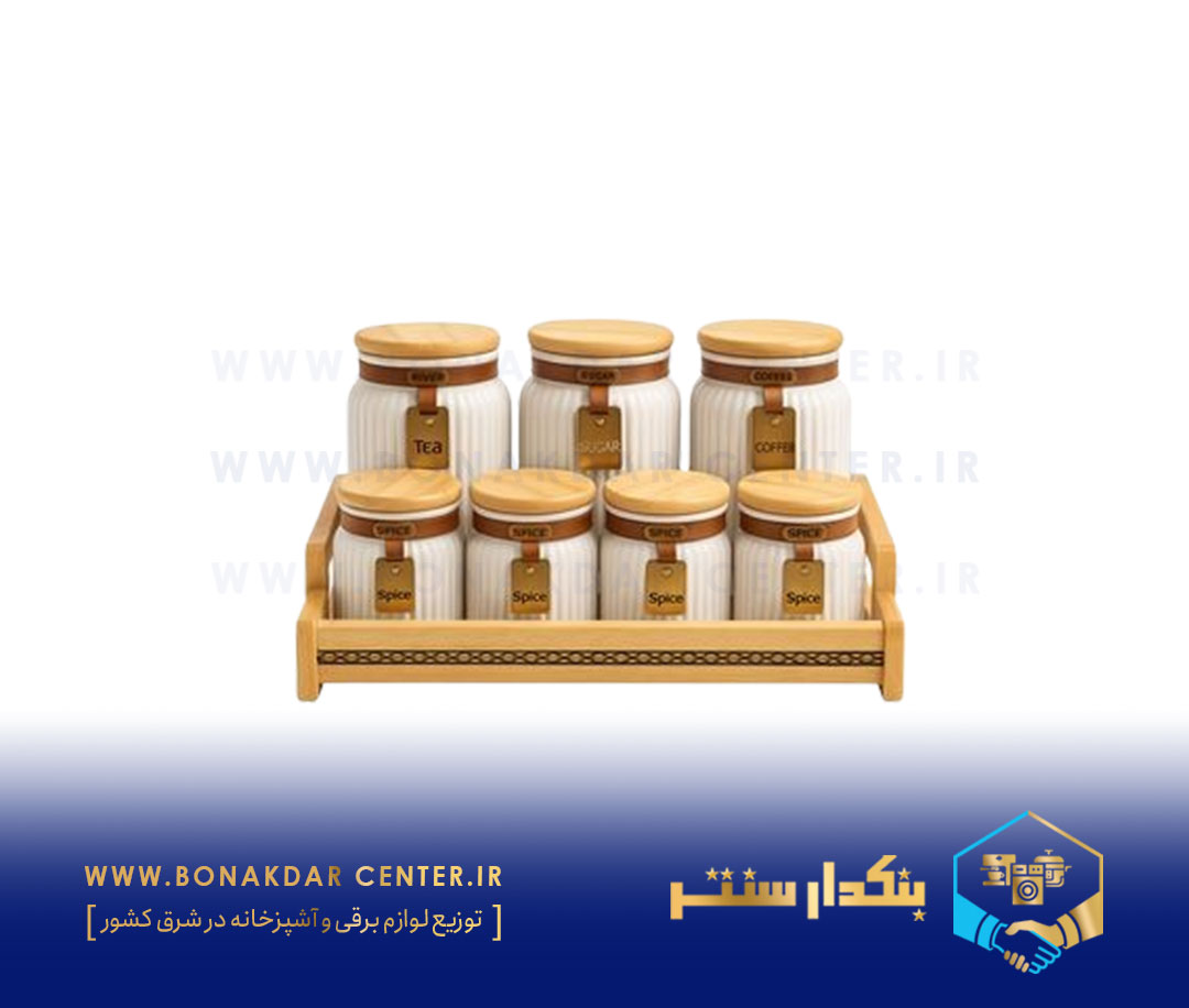 ست ادویه و پاسماوی چوبی با زیره توری مشکی ریور مدل 1003C
