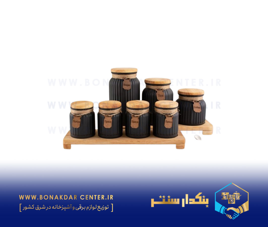 سرویس ادویه پاسماوری چوبی 8پارچه مشکی ریور مدل 1002B