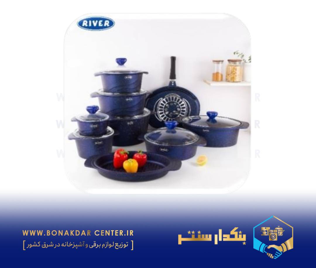 سرویس قابلمه 17 پارچه دورو گرانیت Gold کاربنی دات سفید ریور مدل 4104