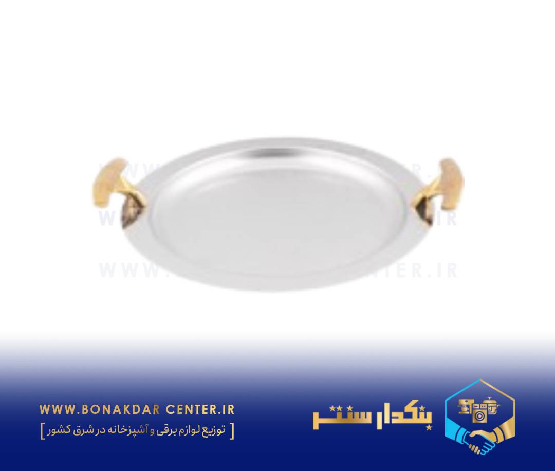 سینی بیضی دسته طلایی نگینی ریور مدل G1526