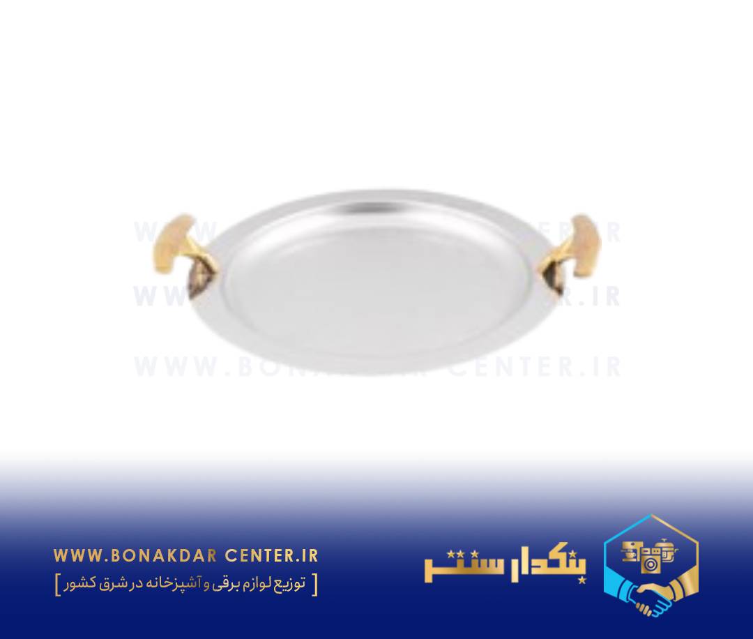 سینی دایره دسته طلایی نگینی ریور مدل G1426