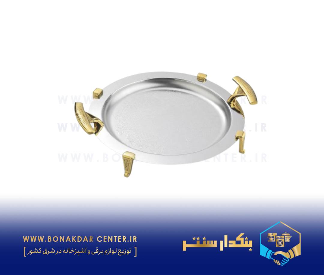 سینی دایره دسته طلایی نگینی پایه‌دار ریور مدل BG1426