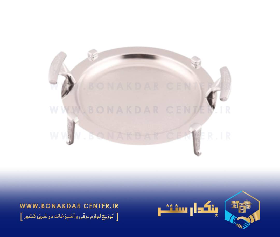 سینی دایره دسته نقره‌ای نگینی پایه‌دار ریور مدل B1426