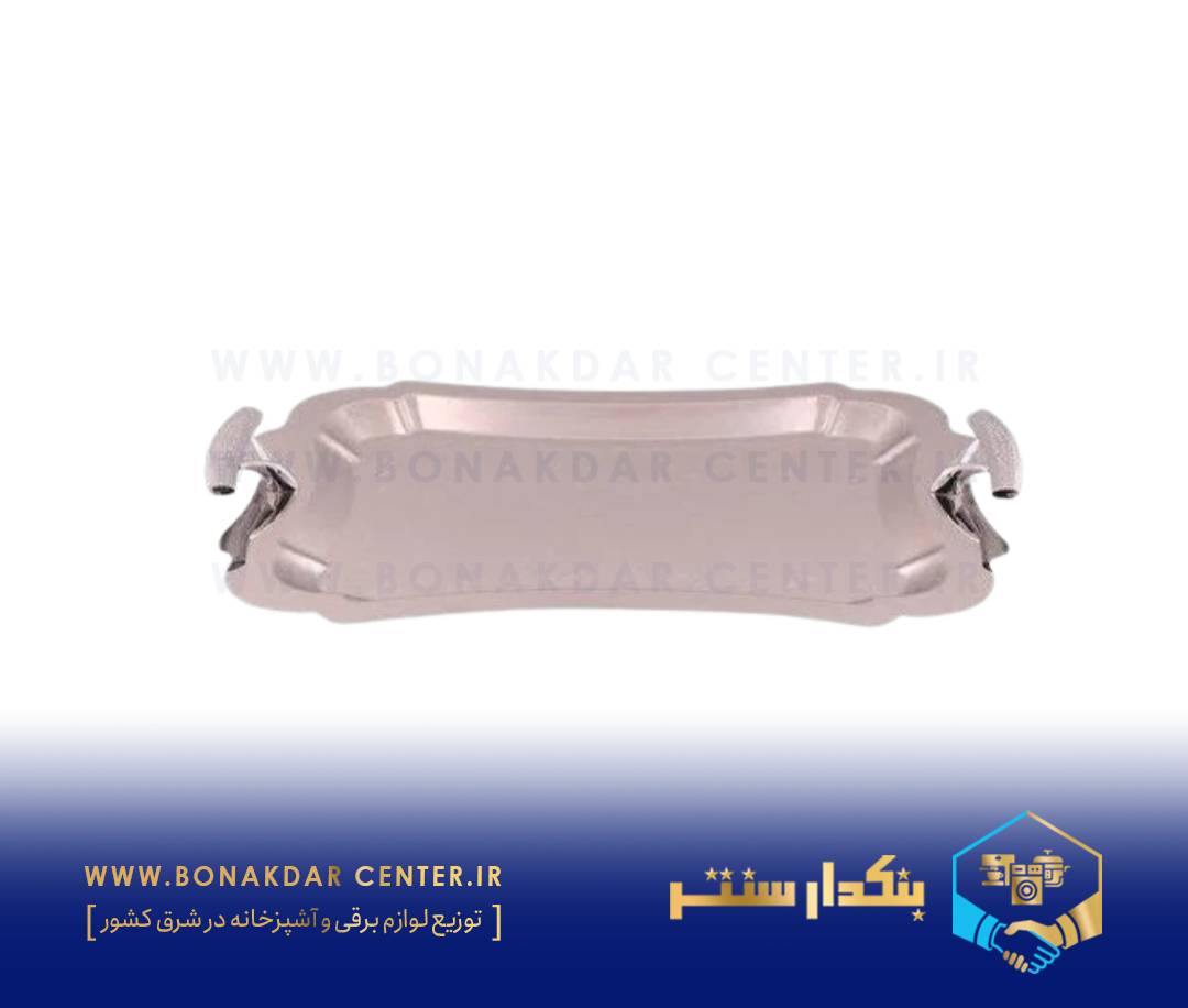سینی مستطیل بزرگ دسته طلایی نگینی پایه‌دار ریور مدل BG1126