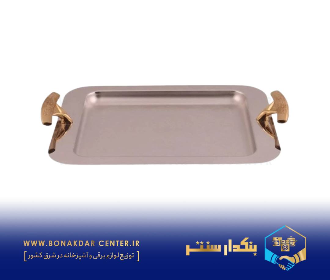 سینی مستطیل متوسط دسته طلایی نگینی ریور مدل G1226