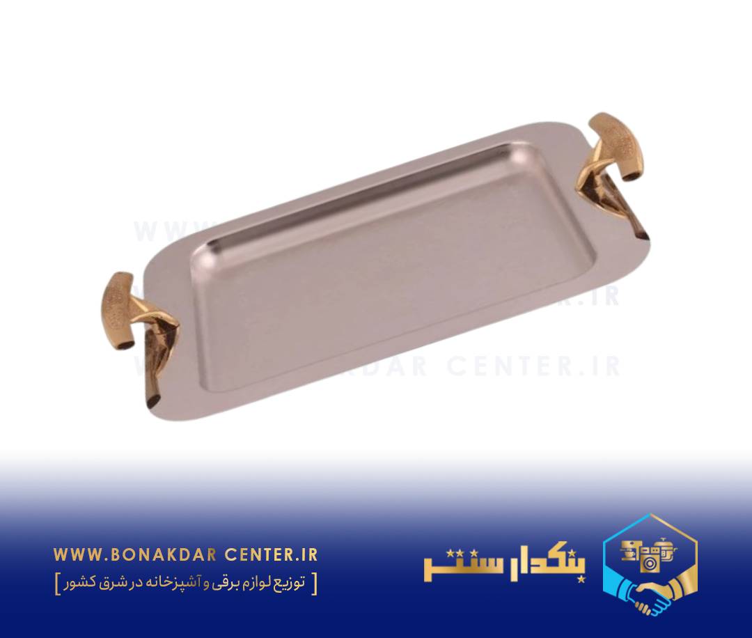 سینی مستطیل متوسط دسته طلایی نگینی ریور مدل G1226