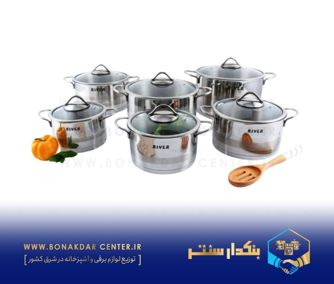 قابلمه تک استیل سایز 24 نیمه مات خط دار ریور مدل 3864L