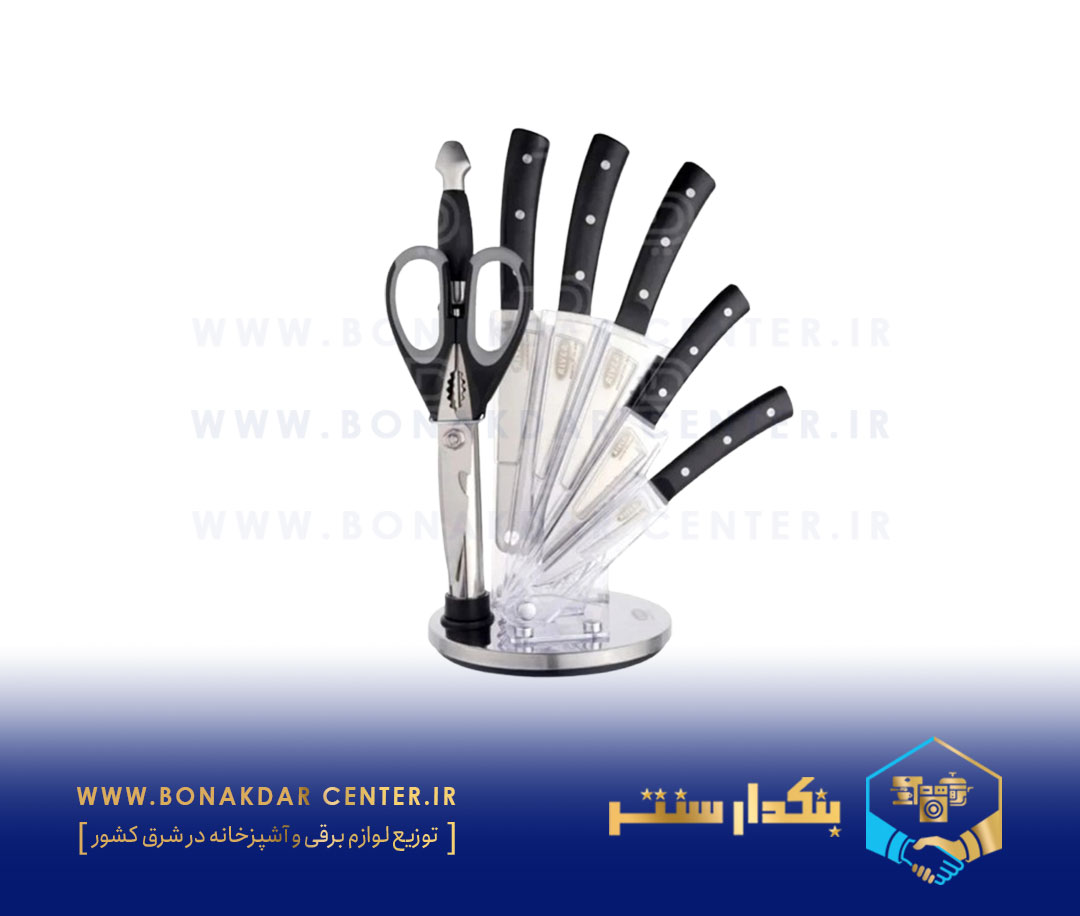 کارد و ساطور 8 پارچه پایه سفید ریور مدل 2236