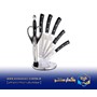 کارد و ساطور 8 پارچه استیل دسته طوسی پایه سفید ریور مدل 2236