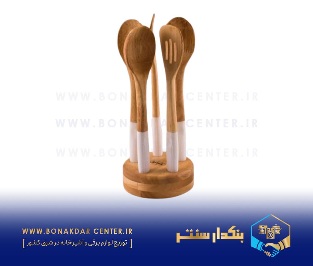 کفگیر ملاقه دسته سیلیکونی استنددار سفید ریور مدل 8492