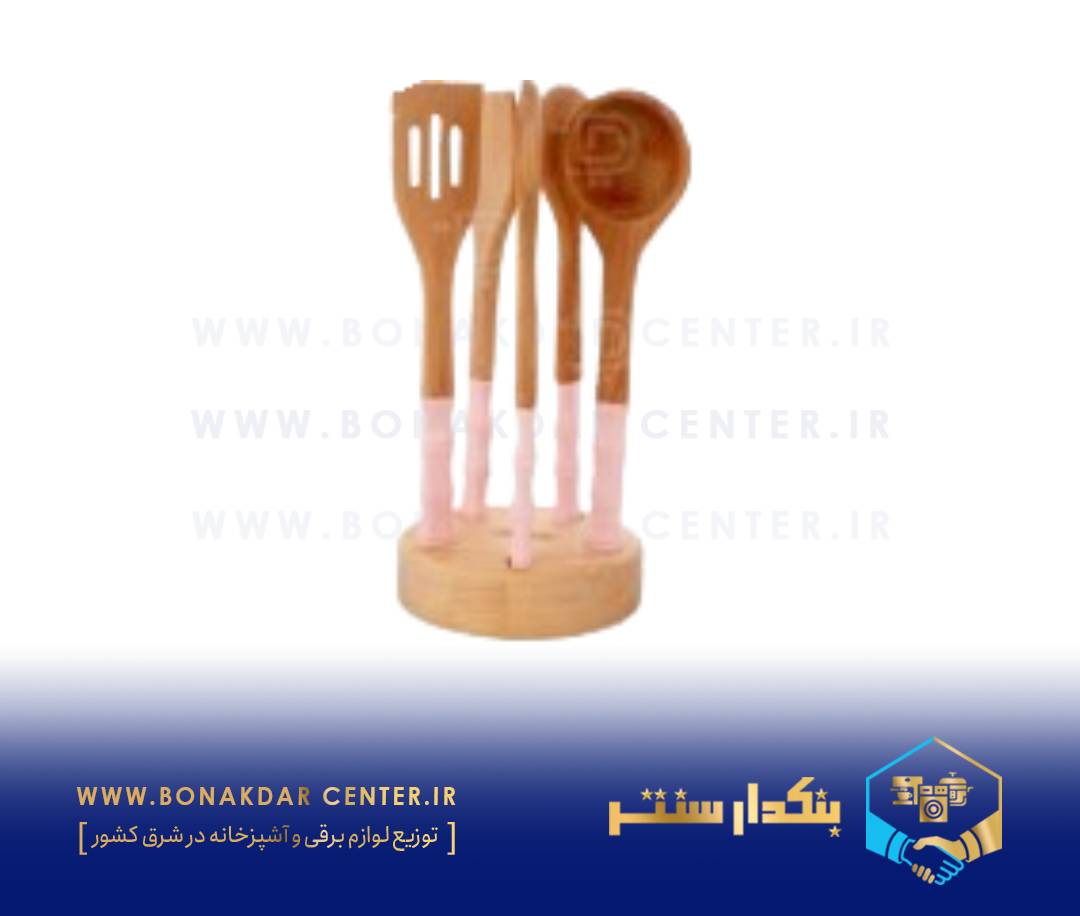 کفگیر ملاقه دسته سیلیکونی استنددار صورتی ریور مدل 8493