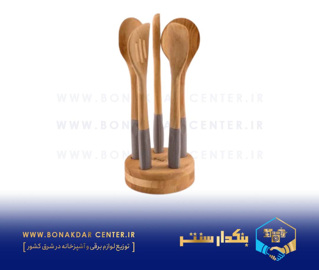کفگیر ملاقه دسته سیلیکونی استنددار طوسی ریور مدل 8494