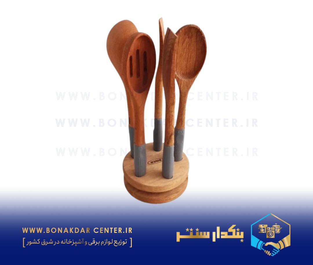 کفگیر ملاقه دسته سیلیکونی استنددار طوسی ریور مدل 8494