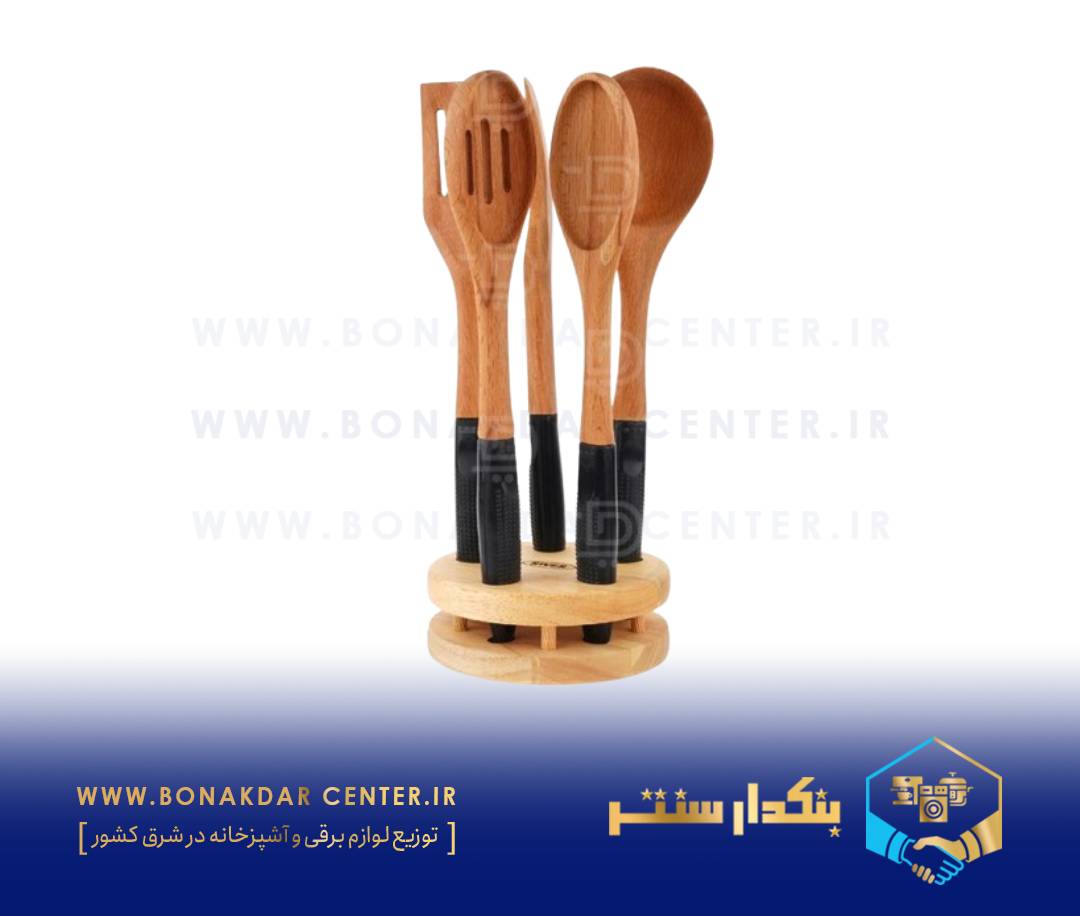 کفگیر ملاقه دسته سیلیکونی استنددار مشکی ریور مدل 8490