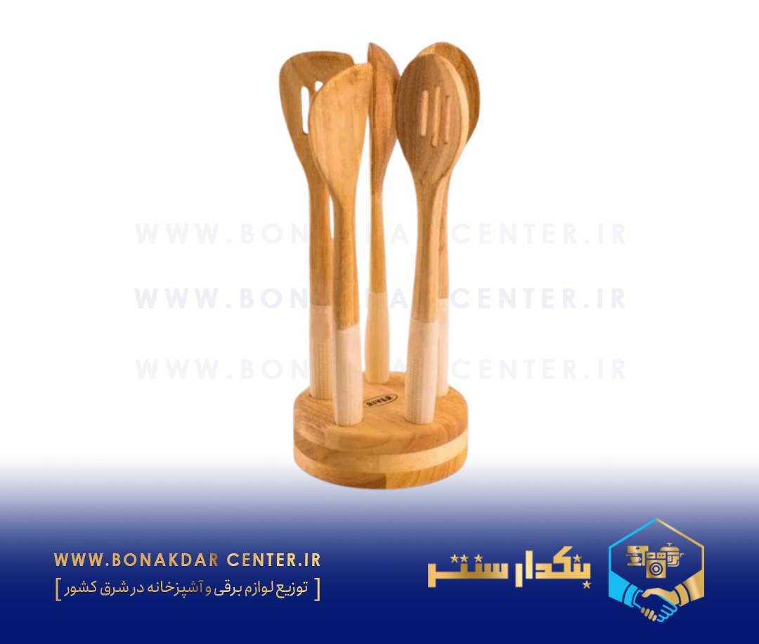 کفگیر ملاقه دسته سیلیکونی استنددار کرم ریور مدل 8491
