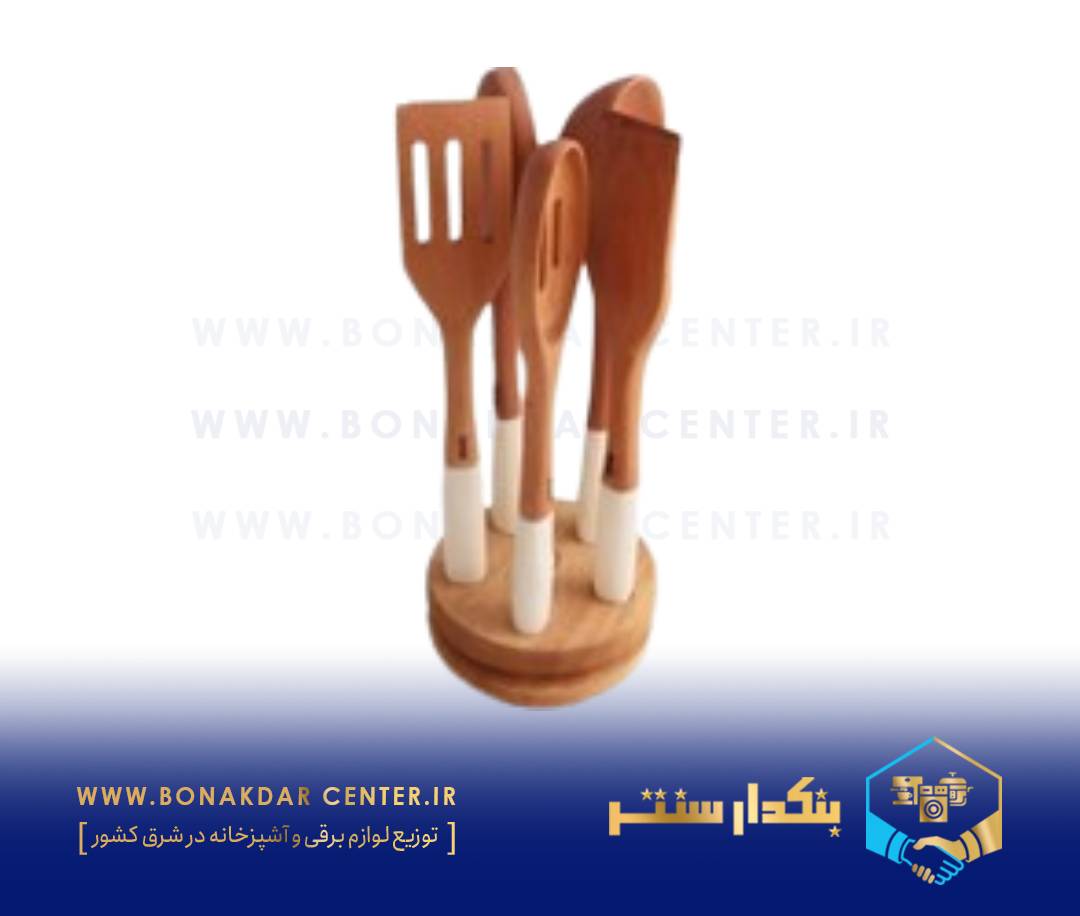 کفگیر ملاقه دسته سیلیکونی استنددار کرم ریور مدل 8491