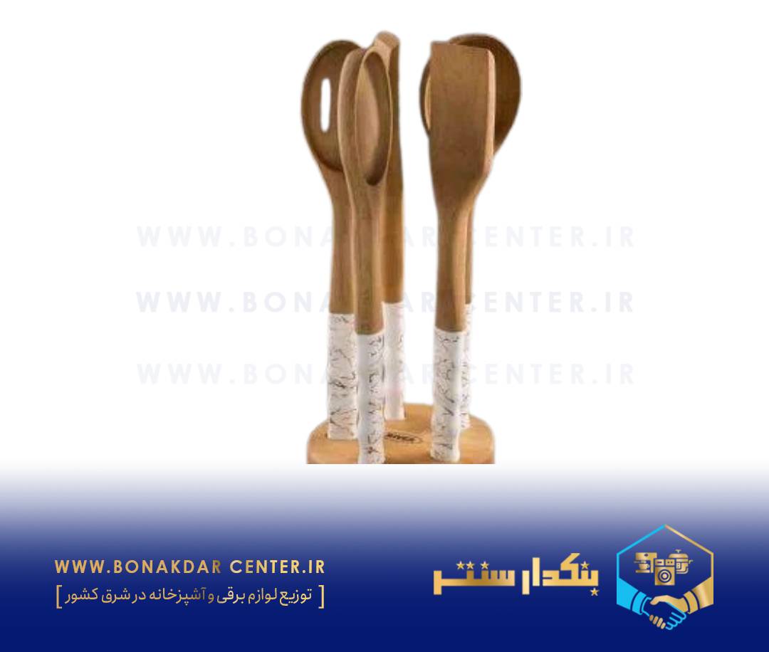 کفگیر ملاقه دسته چینی ماربل طلایی ریور مدل 8495