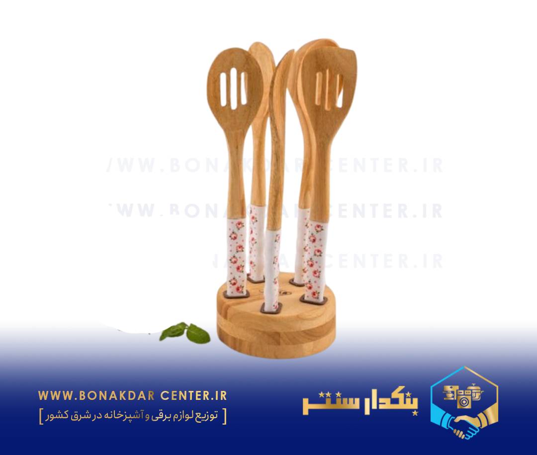 کفگیر ملاقه دسته چینی گل محمدی ریور مدل 8437