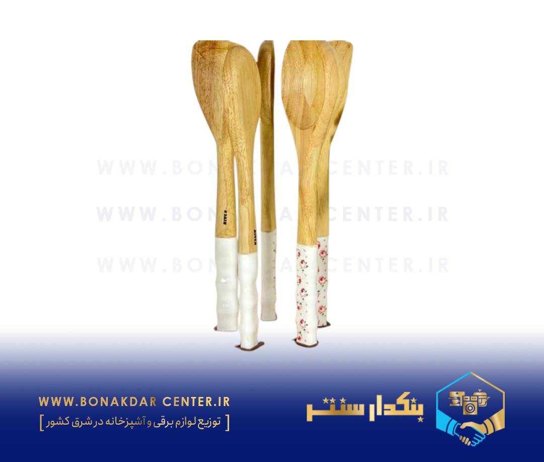 کفگیر ملاقه دسته چینی گل محمدی ریور مدل 8437