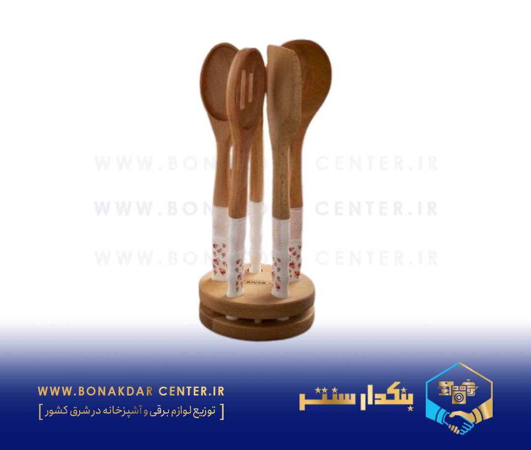 کفگیر ملاقه دسته چینی گل نرگس ریور مدل 8438