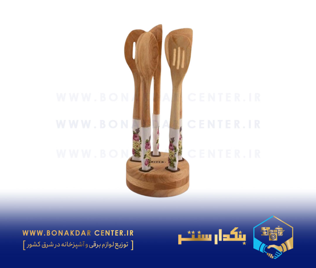 کفگیر و ملاقه دسته چینی رز زرد ریور مدل 8436